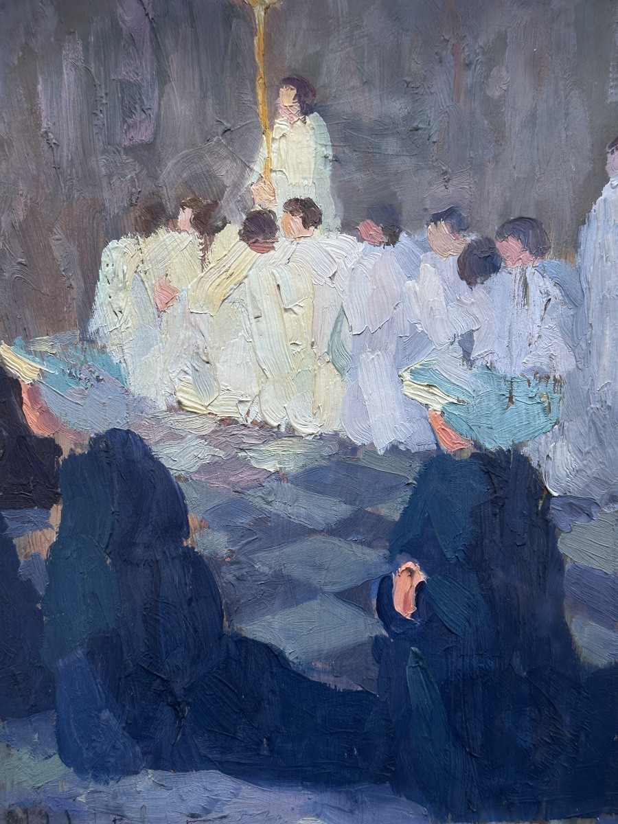 Marie Louise Lustremant Tableau La Procession Notre Dame De Paris Enfant De Coeur Moniale
