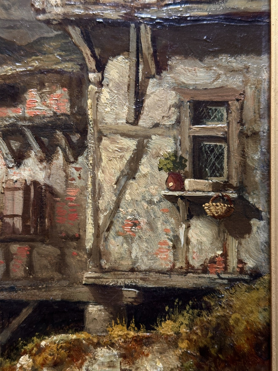 Arsène Pélegry Painting Animated Landscape Portrait Washerwoman Village River Pyrenees Toulouse 19th Century-photo-4
