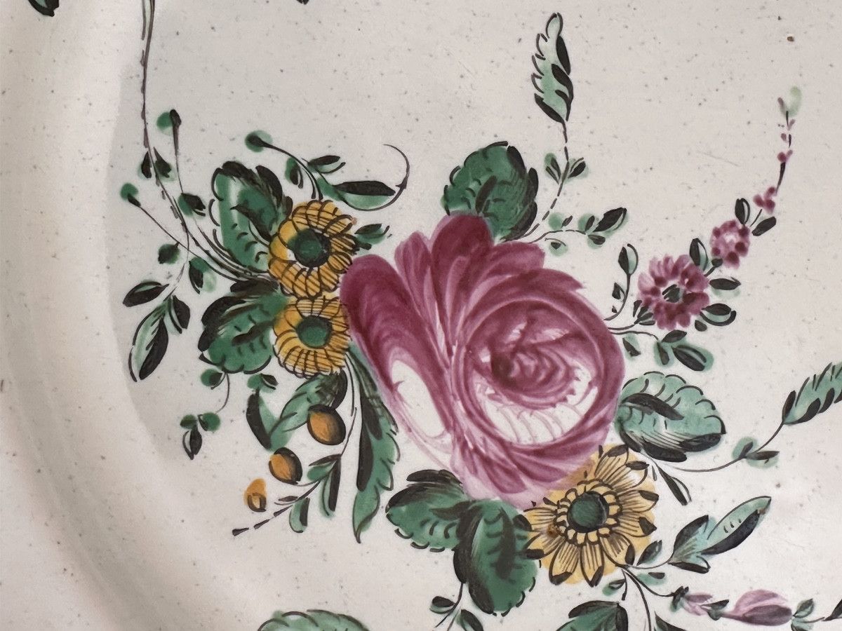 Rose De Pesaro Earthenware Plate Italy Casali Callegari 18th Century-photo-2