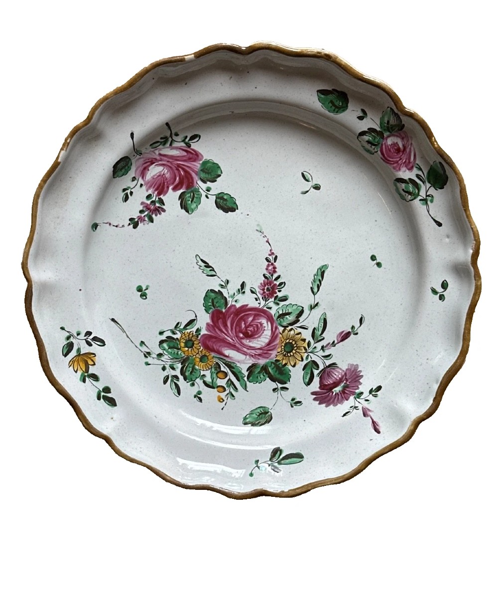 Rose De Pesaro Earthenware Plate Italy Casali Callegari 18th Century-photo-3