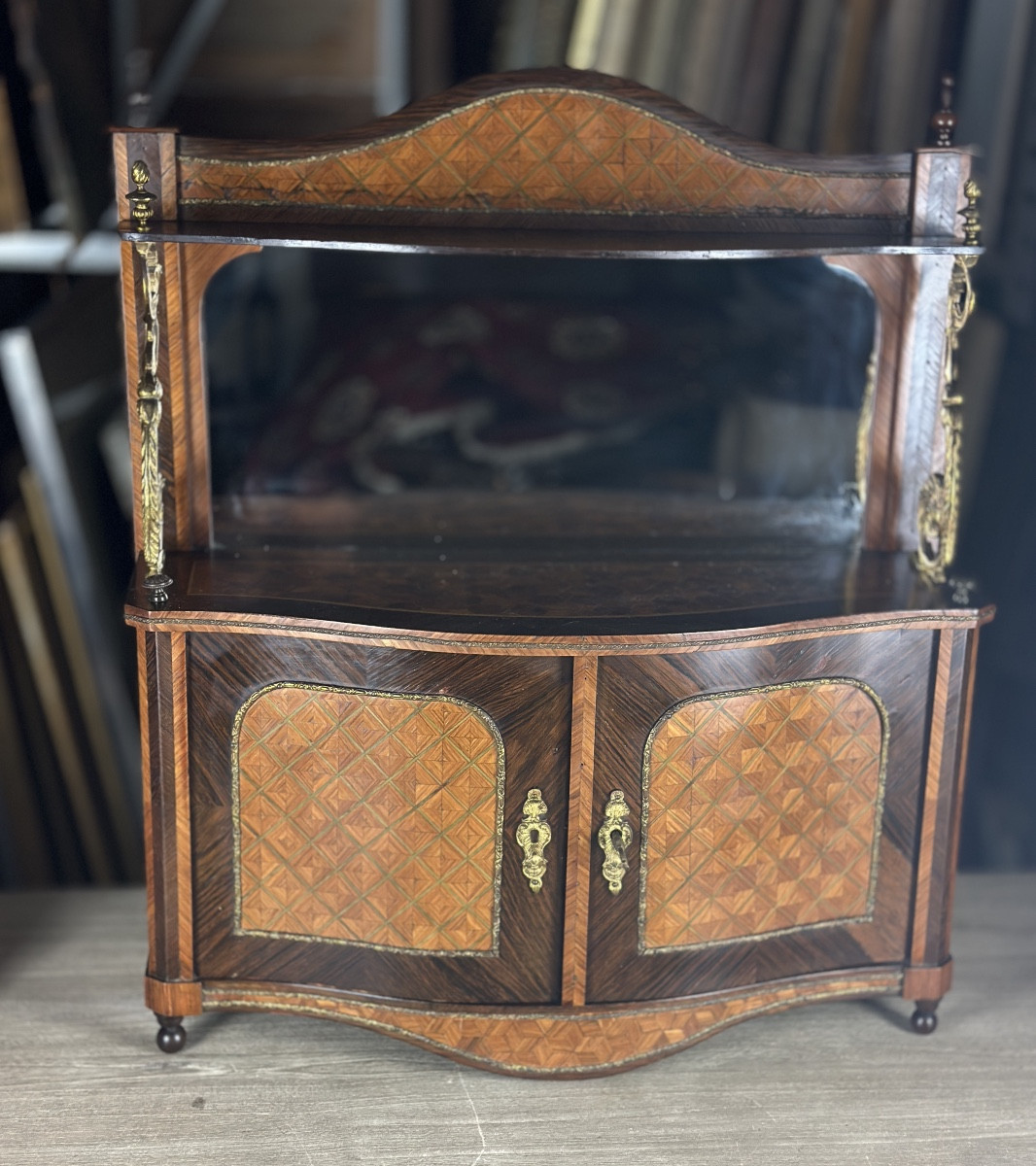 Cabinet Marquetry Buffet Décor Louis XV Cabinetmaker Companion Miniature-photo-2