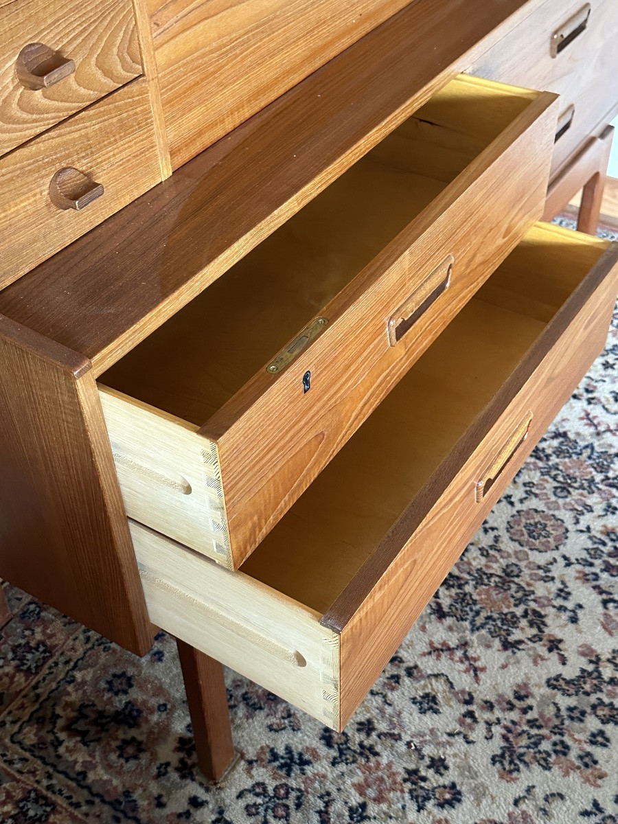 Arne Wahl Iversen Secrétaire bureau scandinave modèle 69 Teck vintage design 1960 décor Danish-photo-2