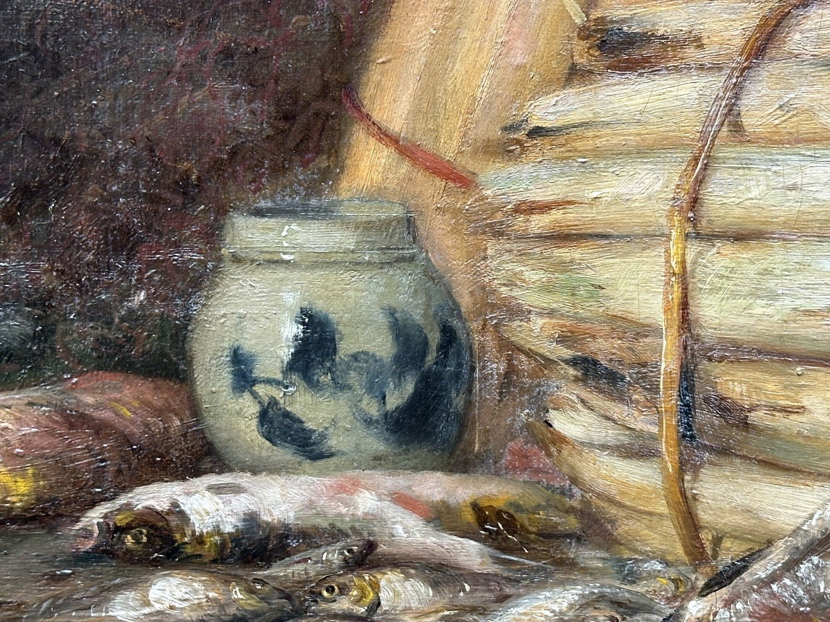 Large Painting Still Life With Asparagus Alfred Tourillon Lagny Group 19th Century-photo-1