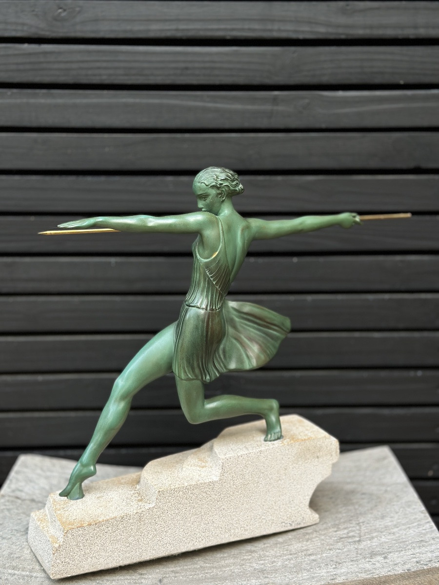 Pierre Le Faguays Sculpture Art Deco Amazone Antiope Au Javelot Max Le Verrier-photo-3