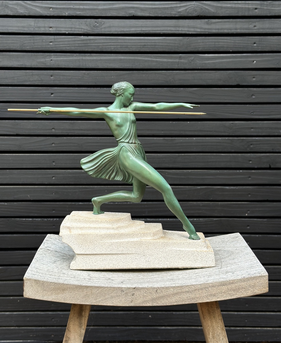 Pierre Le Faguays Sculpture Art Deco Amazone Antiope Au Javelot Max Le Verrier