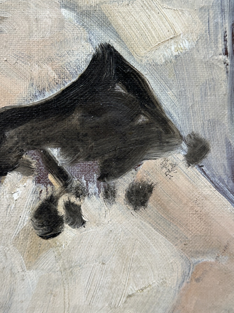 Yuri Gurov  Tableau moderne  portrait femme Française  expressionniste Galerie Londres 114cm-photo-2
