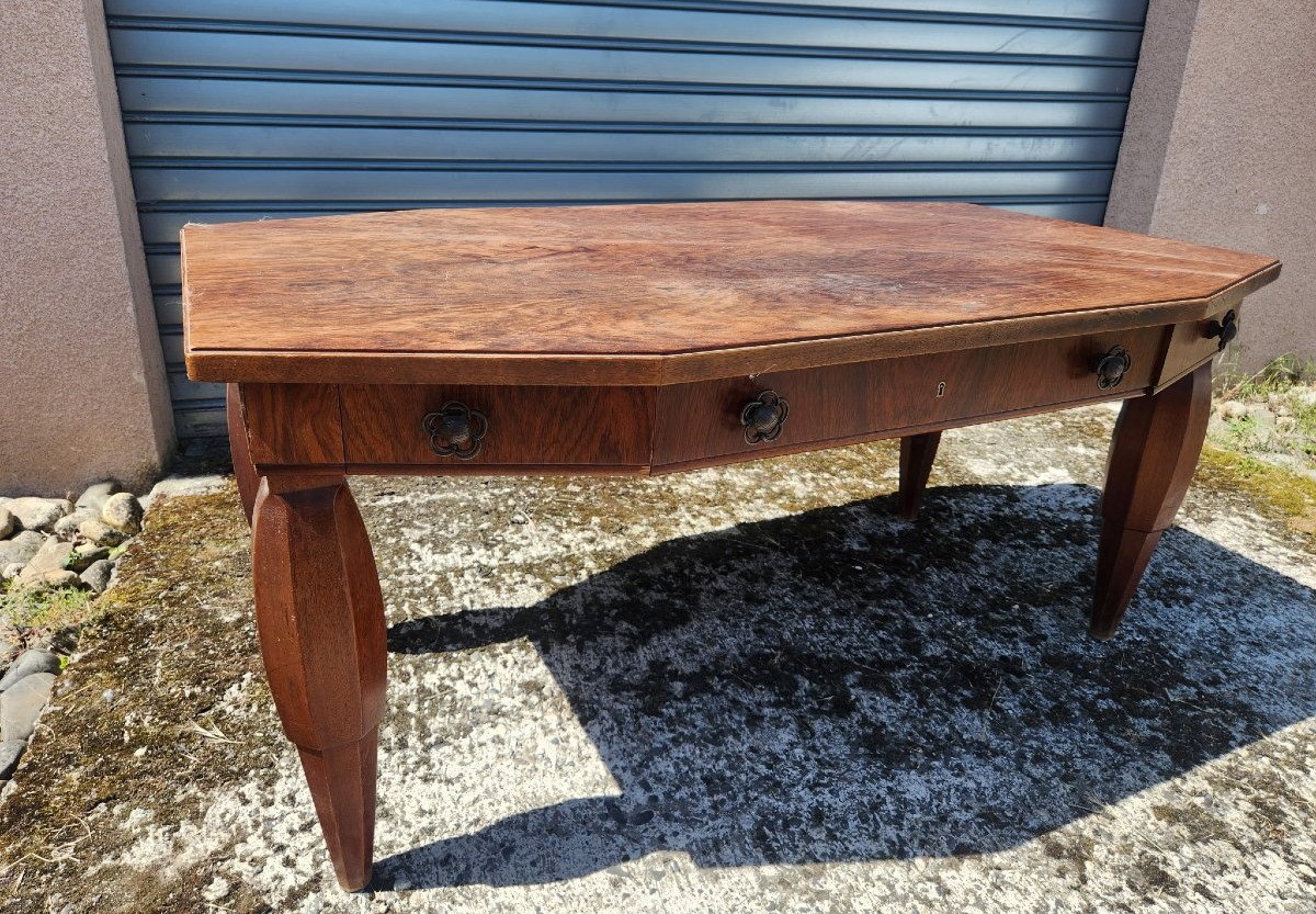 Louis Majorelle Bureau plat a pans coupés signé  Nancy Mobilier Art Deco 