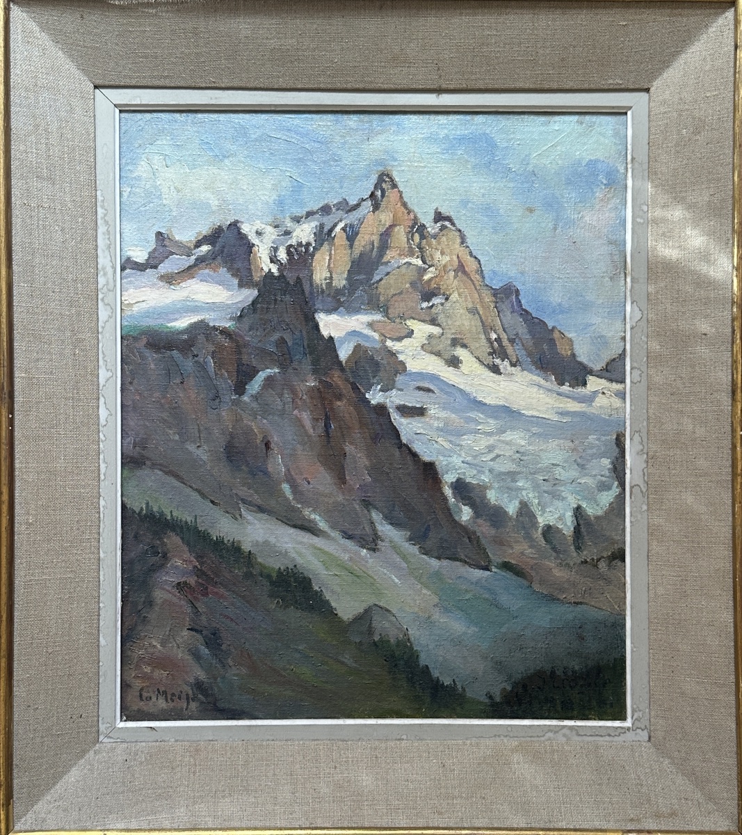 Crozier Mountain Landscape Painting The Alps La Meïje Snow Summit Signed-photo-2