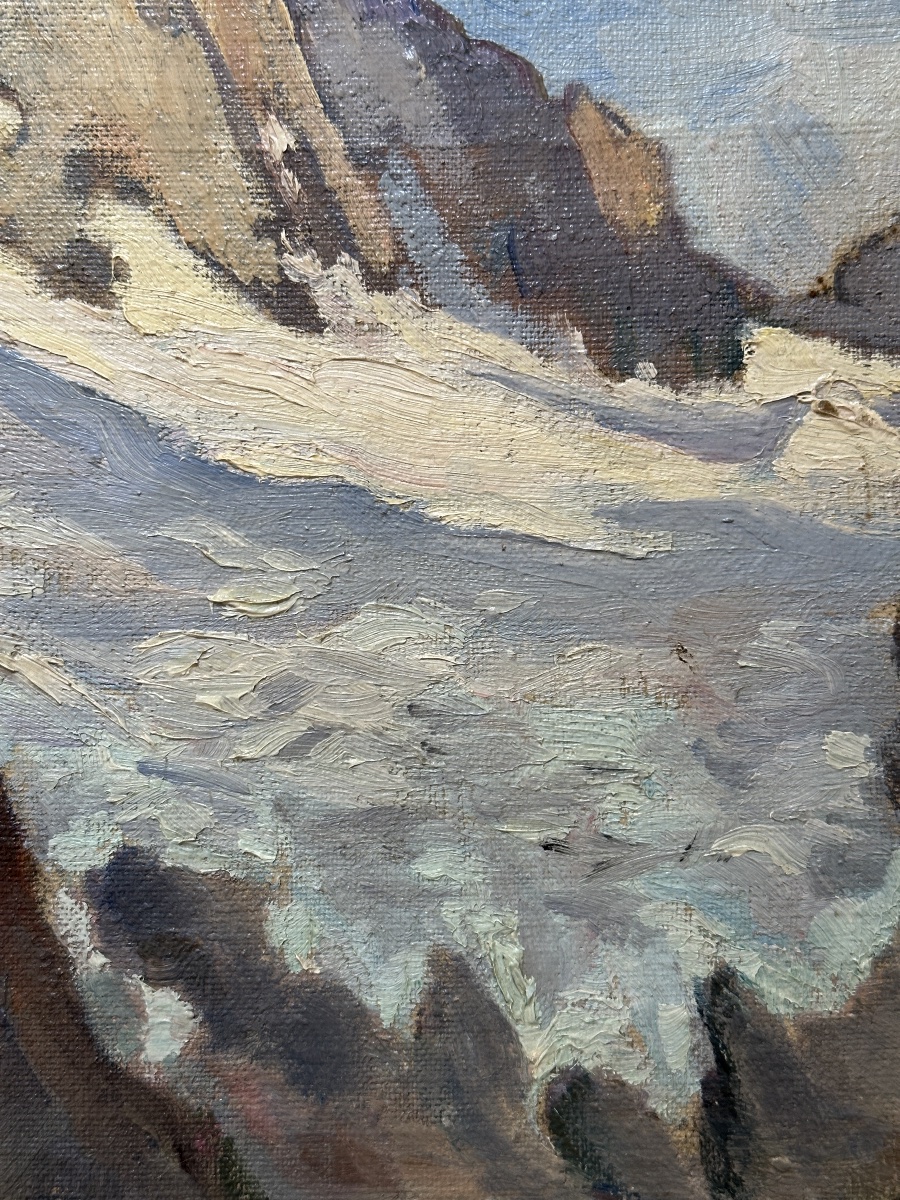 Crozier Mountain Landscape Painting The Alps La Meïje Snow Summit Signed-photo-4
