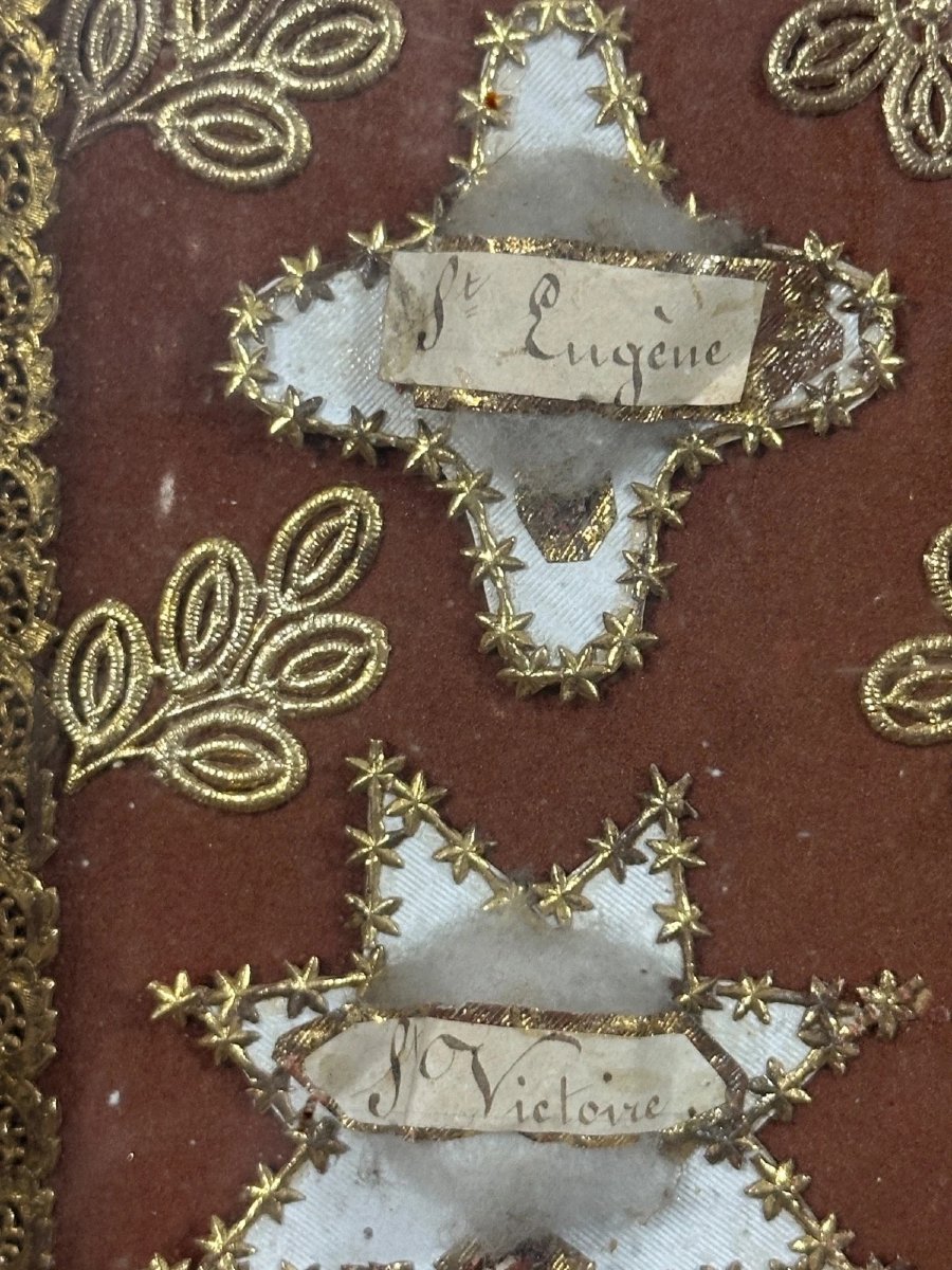 Large Reliquary Case Of The True Cross Saint Paperolles Convent Gilded Frame 19th Century-photo-4