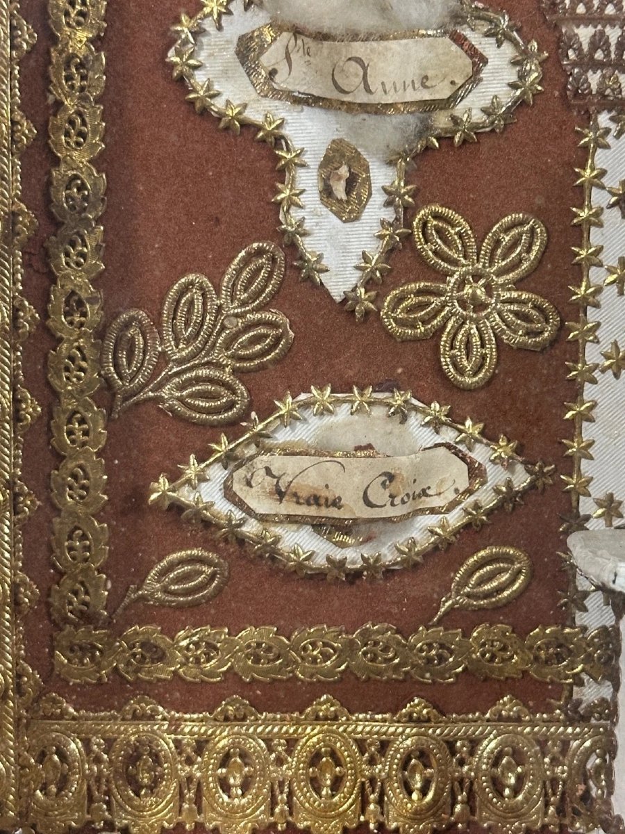 Large Reliquary Case Of The True Cross Saint Paperolles Convent Gilded Frame 19th Century-photo-1