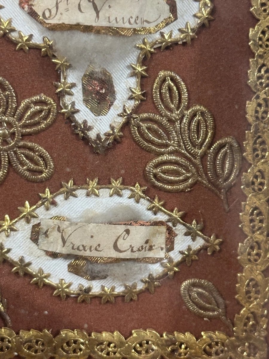 Large Reliquary Case Of The True Cross Saint Paperolles Convent Gilded Frame 19th Century-photo-2