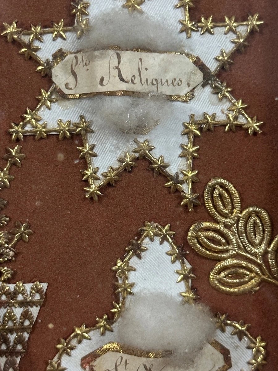 Large Reliquary Case Of The True Cross Saint Paperolles Convent Gilded Frame 19th Century-photo-4