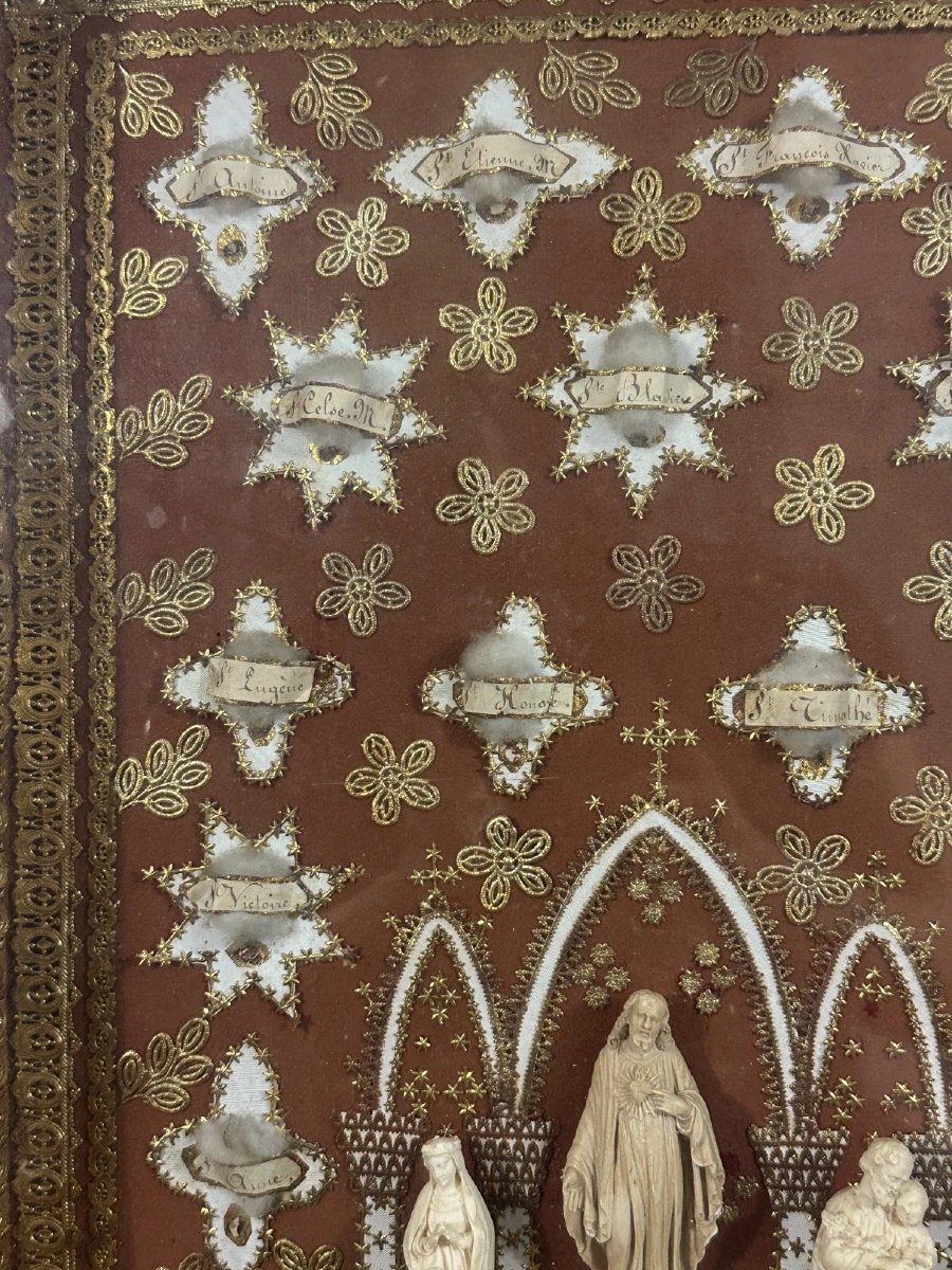 Large Reliquary Case Of The True Cross Saint Paperolles Convent Gilded Frame 19th Century-photo-6