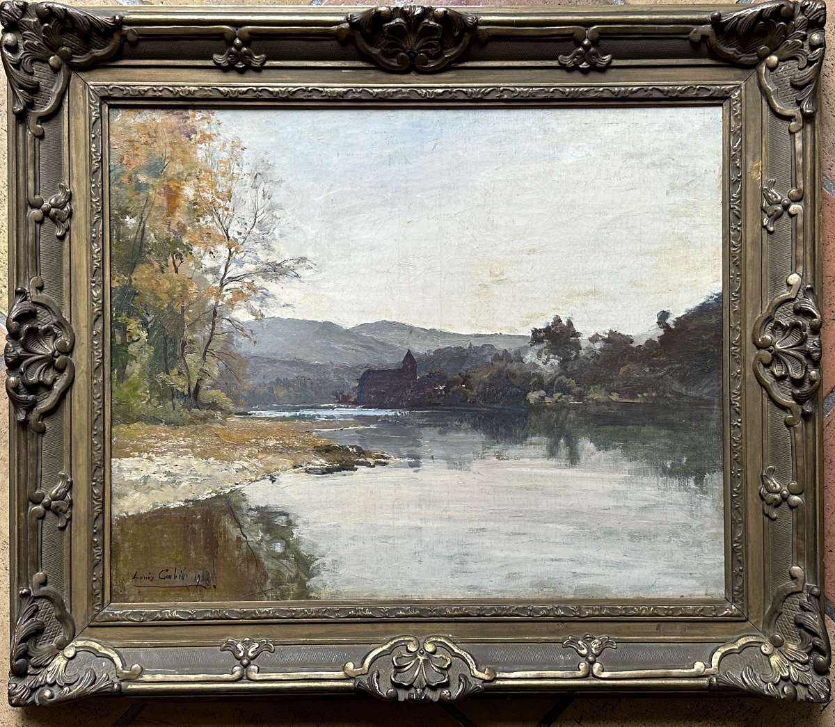 Louis Cabié Large Painting River Landscape Dordogne Signed Hst-photo-2