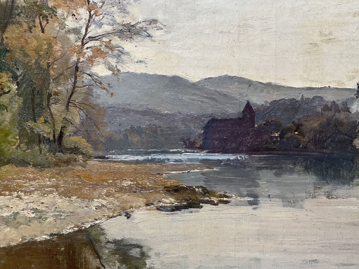 Louis Cabié Large Painting River Landscape Dordogne Signed Hst-photo-4