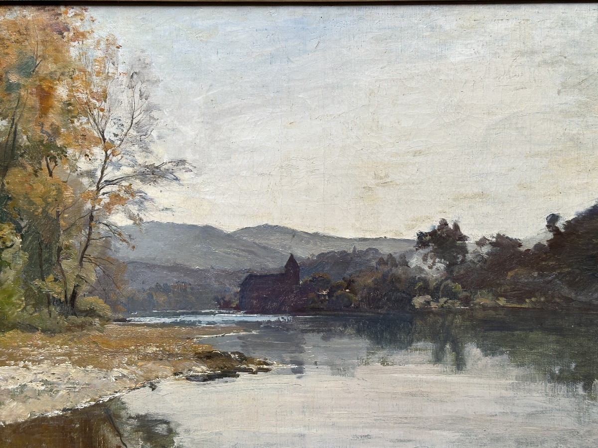 Louis Cabié Large Painting River Landscape Dordogne Signed Hst