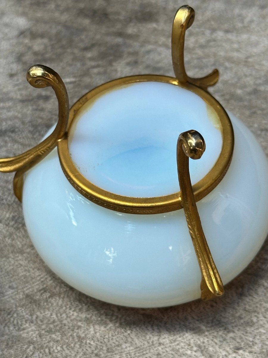 Boîte à bijoux  en opaline blanche opalescente Bronze XIXe-photo-5