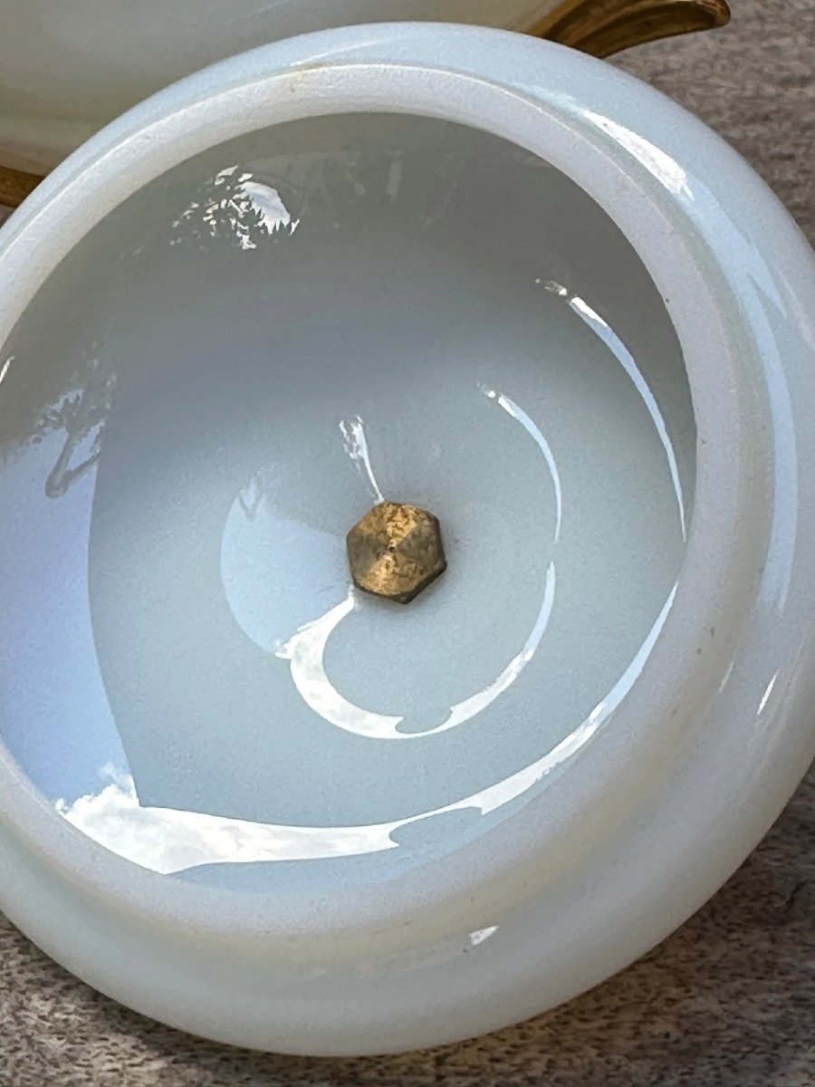 Boîte à bijoux  en opaline blanche opalescente Bronze XIXe-photo-7