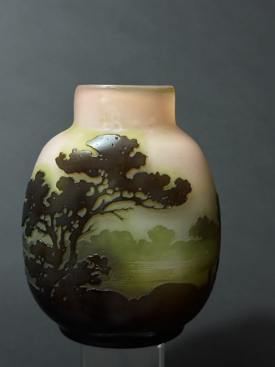 émile Gallé, “lakeside Landscape” Vase With Sunset Fence, 1900, Nancy