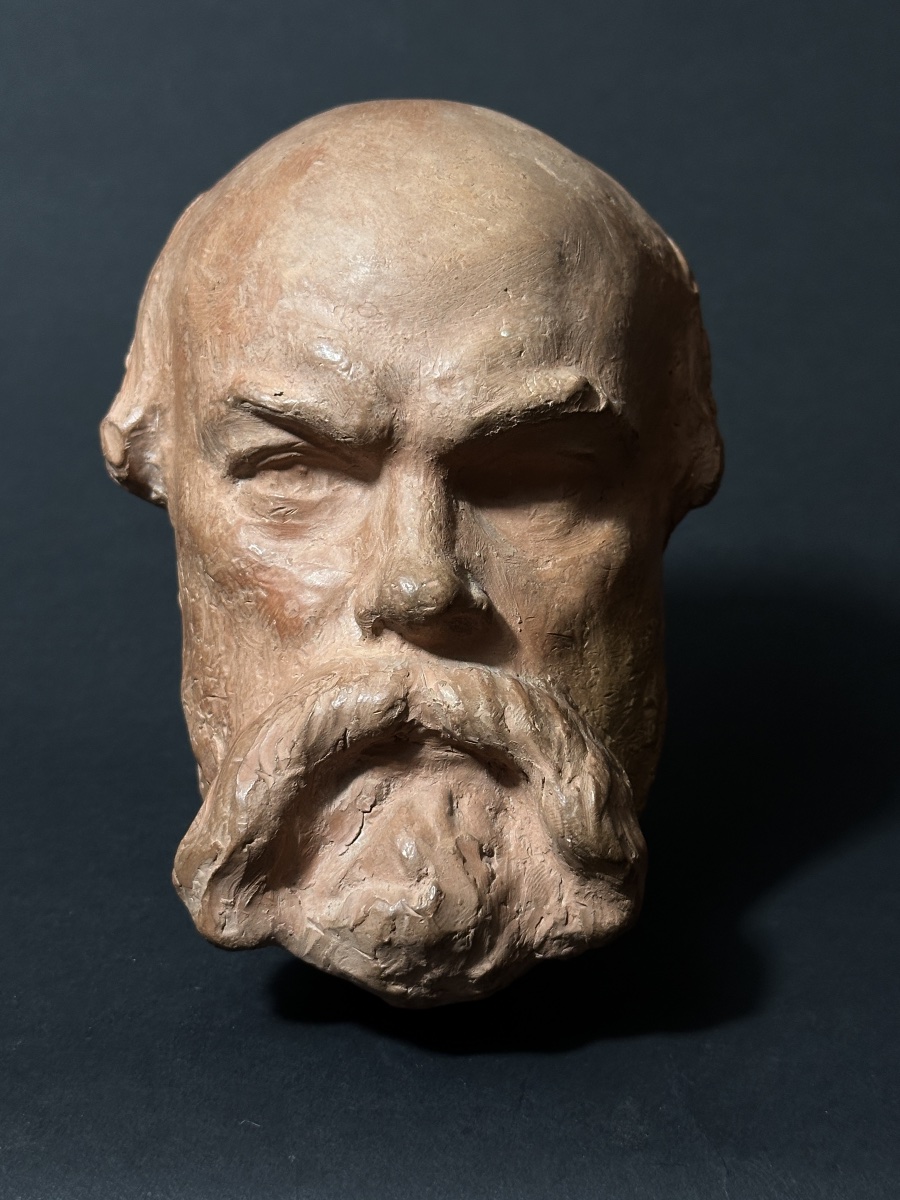 Pierre Curillon sculpture portrait de Verlaine Poète terre cuite signé  