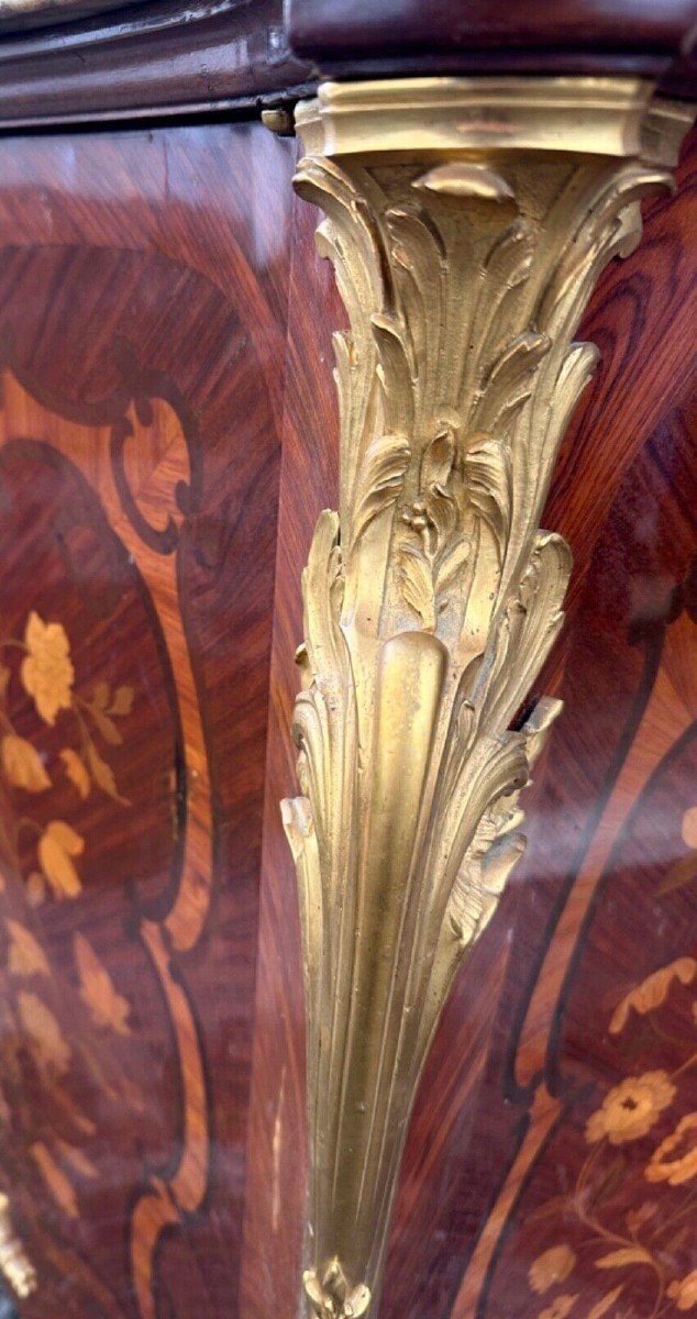 Louis XV-style Console Table With Bronze And Marble Marquetry-photo-4