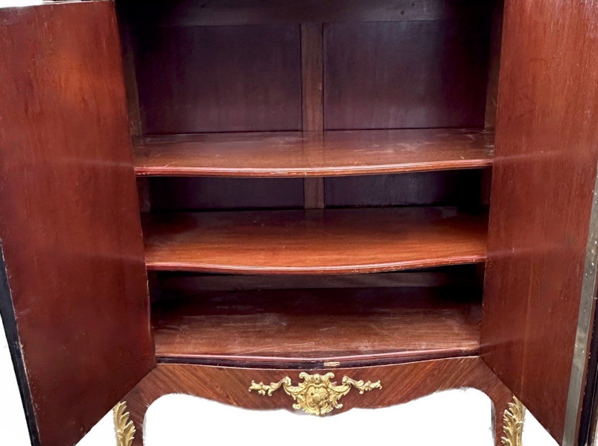 Louis XV-style Console Table With Bronze And Marble Marquetry-photo-4