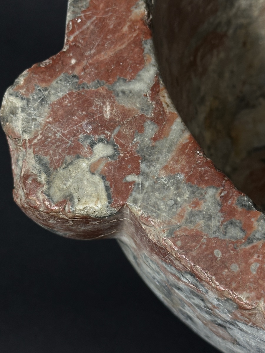 Large Apothecary Mortar Made Of Red Languedoc Marble, 18th Century, Pharmacy, Baroque Medicine -photo-2
