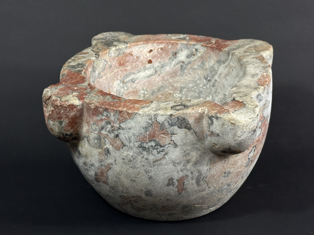 Large Apothecary Mortar Made Of Red Languedoc Marble, 18th Century, Pharmacy, Baroque Medicine -photo-3
