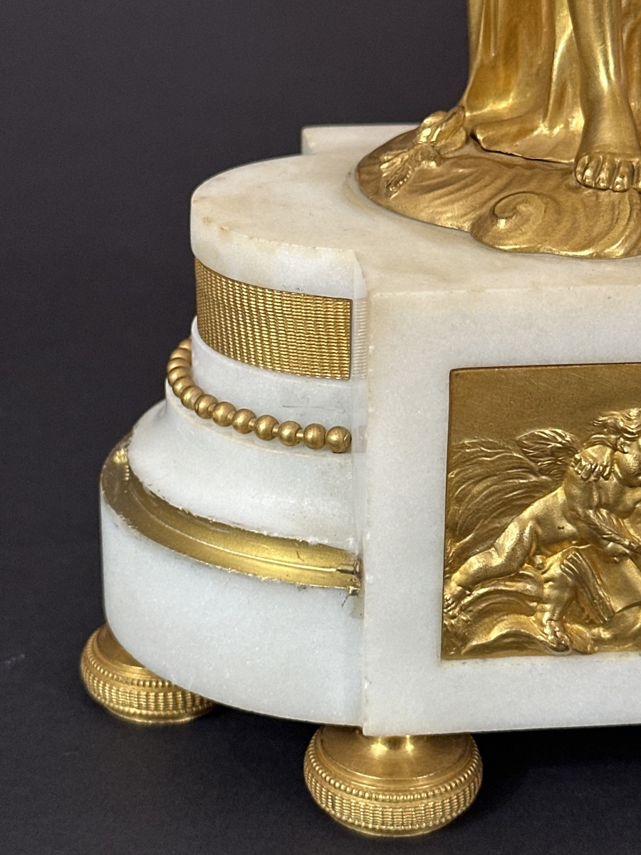 Pair Of 19th-century Antique Neoclassical Gilt-bronze Door Sconces Featuring A Woman And A Cornucopia-photo-3