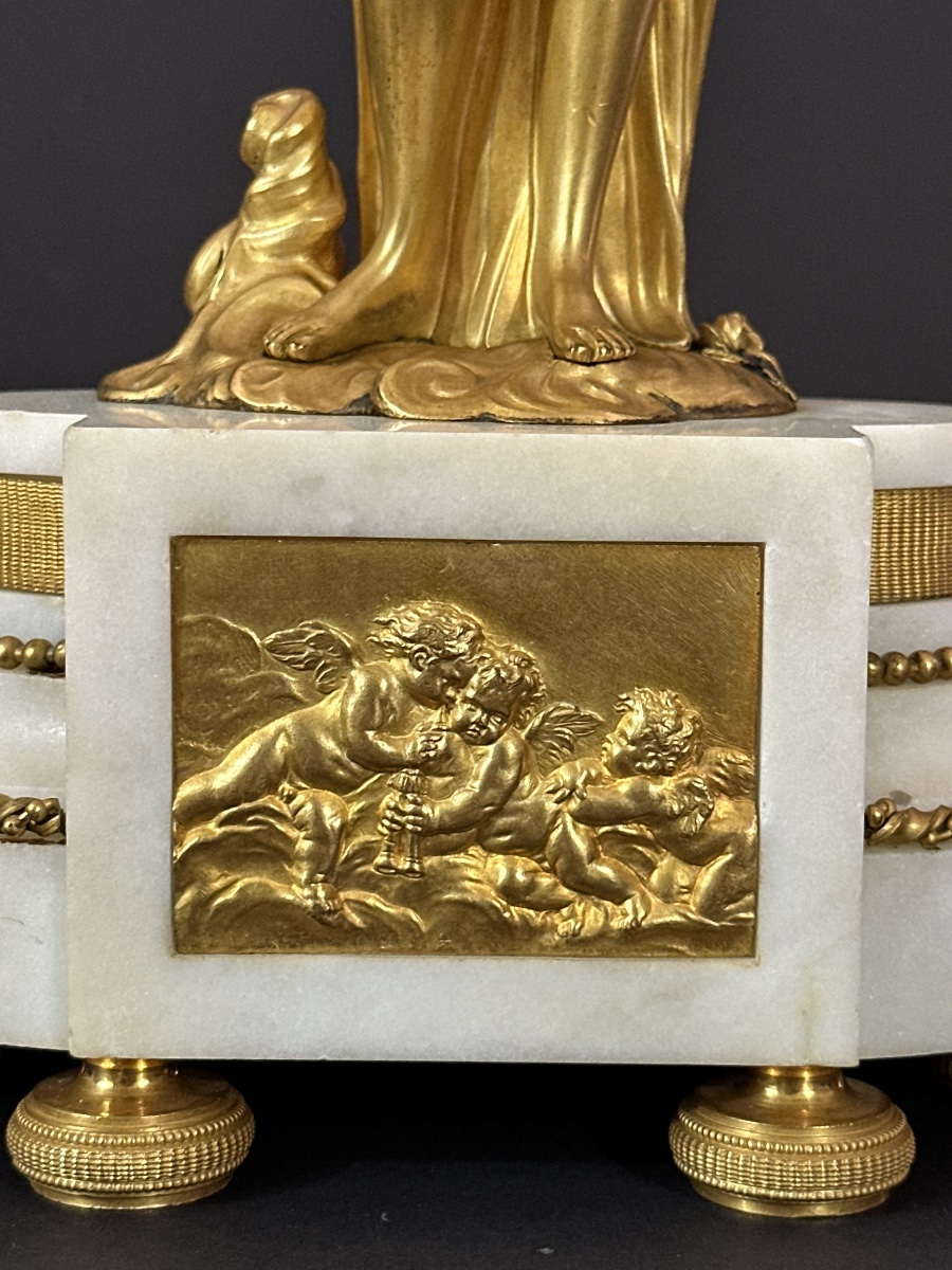 Pair Of 19th-century Antique Neoclassical Gilt-bronze Door Sconces Featuring A Woman And A Cornucopia-photo-5