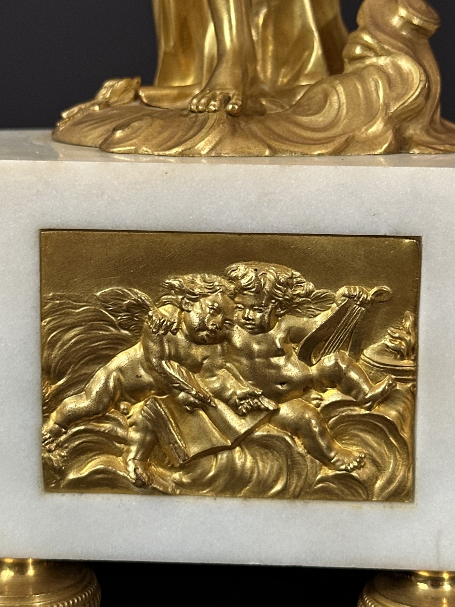 Pair Of 19th-century Antique Neoclassical Gilt-bronze Door Sconces Featuring A Woman And A Cornucopia-photo-7