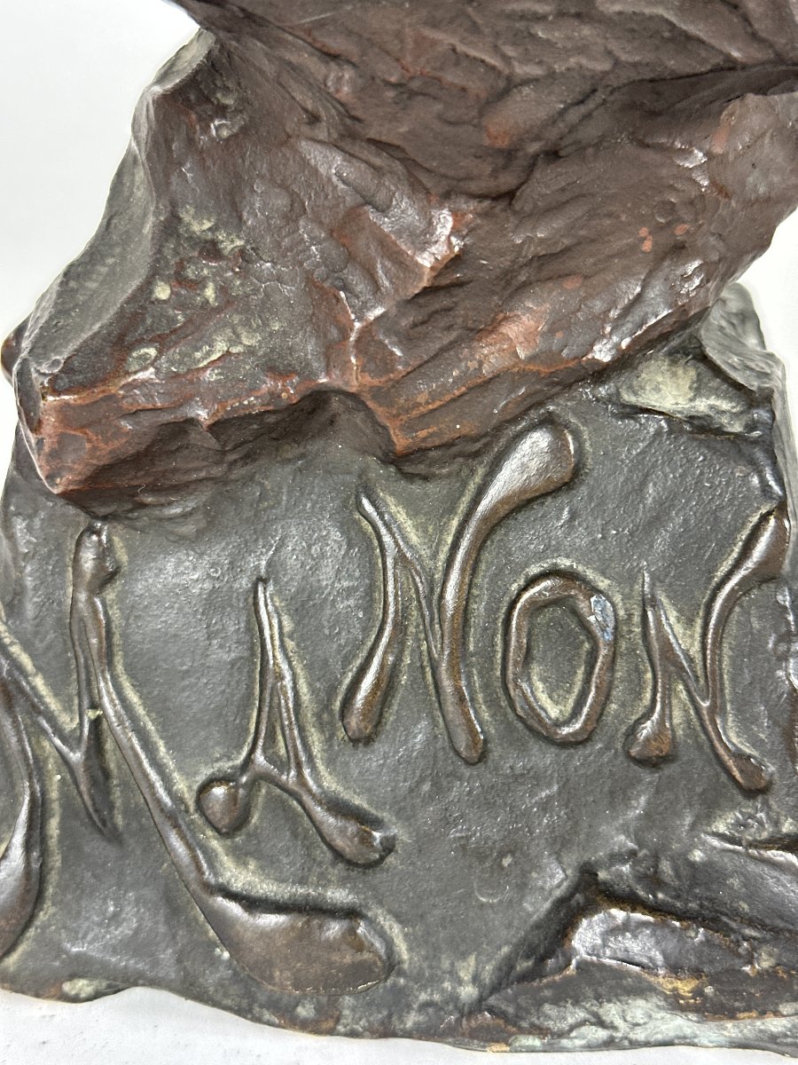 Grande sculpture en bronze Emmanuel  Villanis portrait femme nue Art nouveau Manon gaine 2M 19e-photo-5