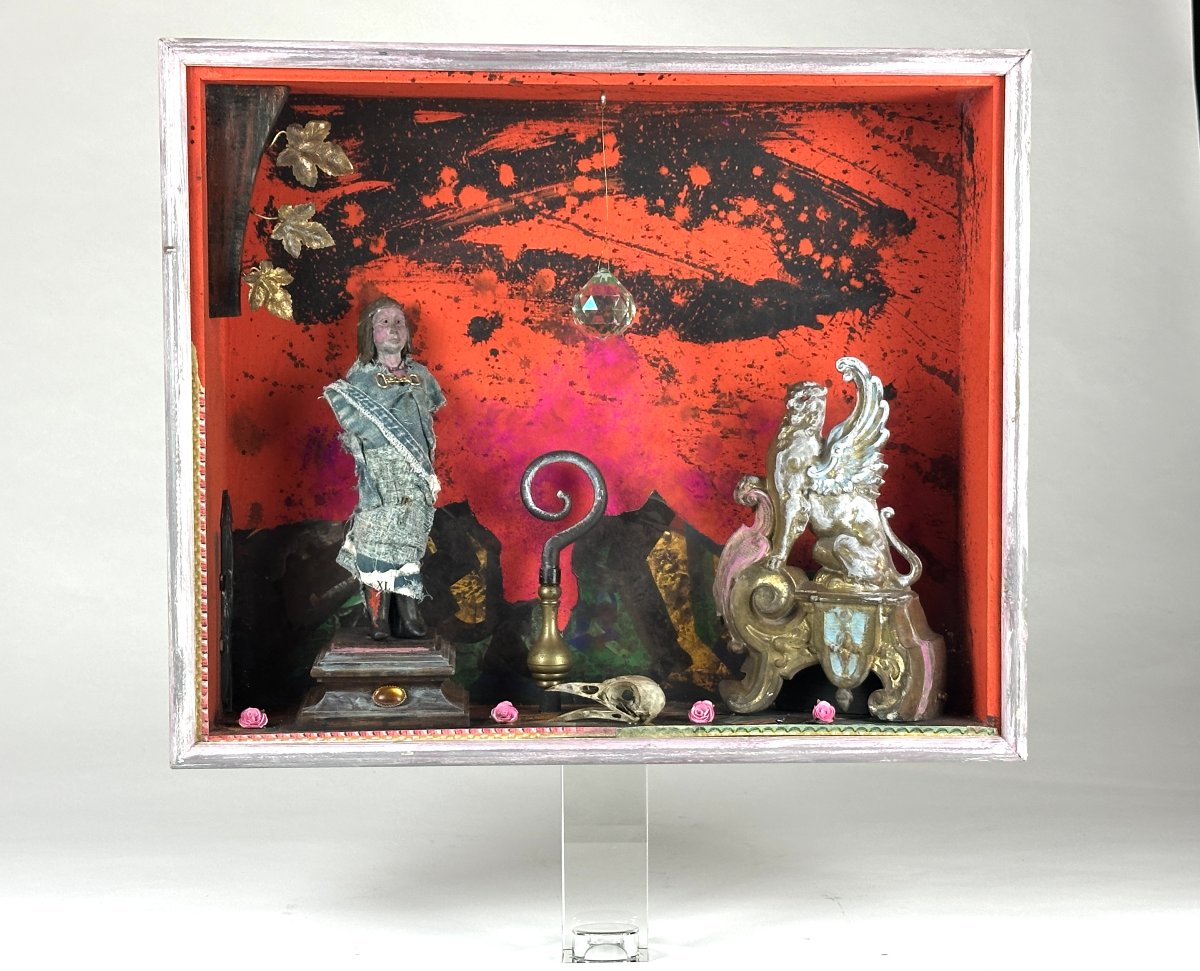Paul Duchein  Display Case Painting: A Unique Work Of Naive Art, St. Cornell XX Oedipus -photo-2