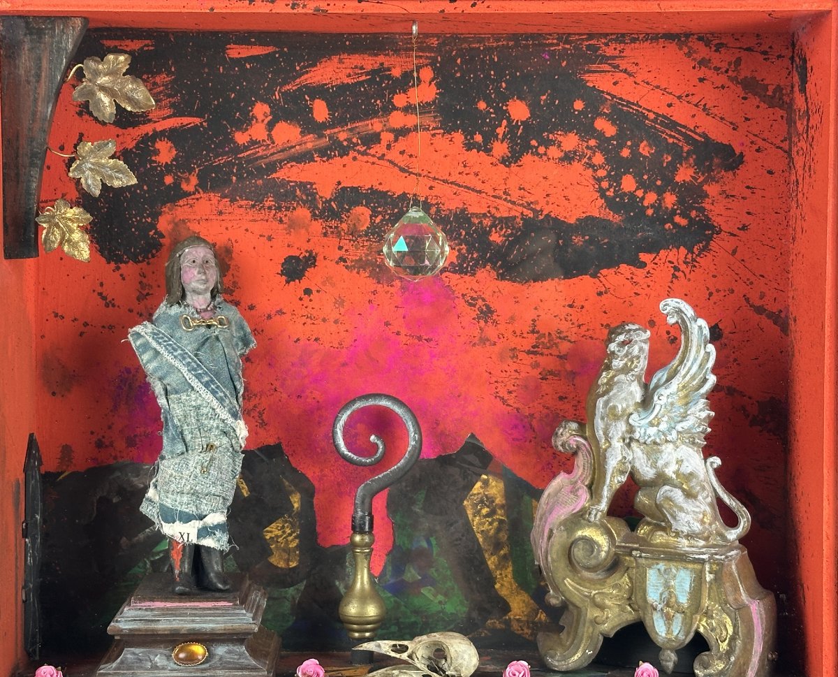 Paul Duchein  Display Case Painting: A Unique Work Of Naive Art, St. Cornell XX Oedipus -photo-3