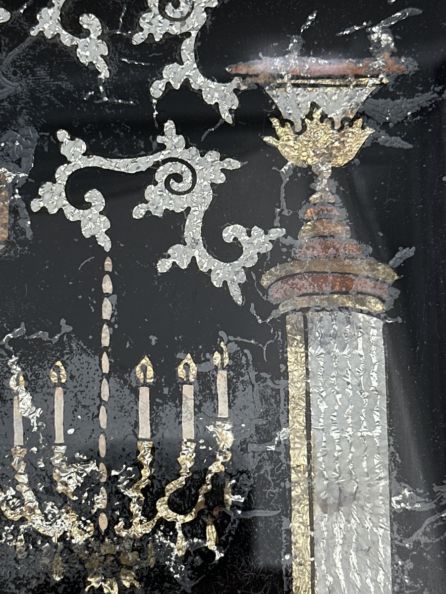 Grand tableau  fixé  sous verre religieux portrait Maria Dolores art populaire Espagne-photo-6