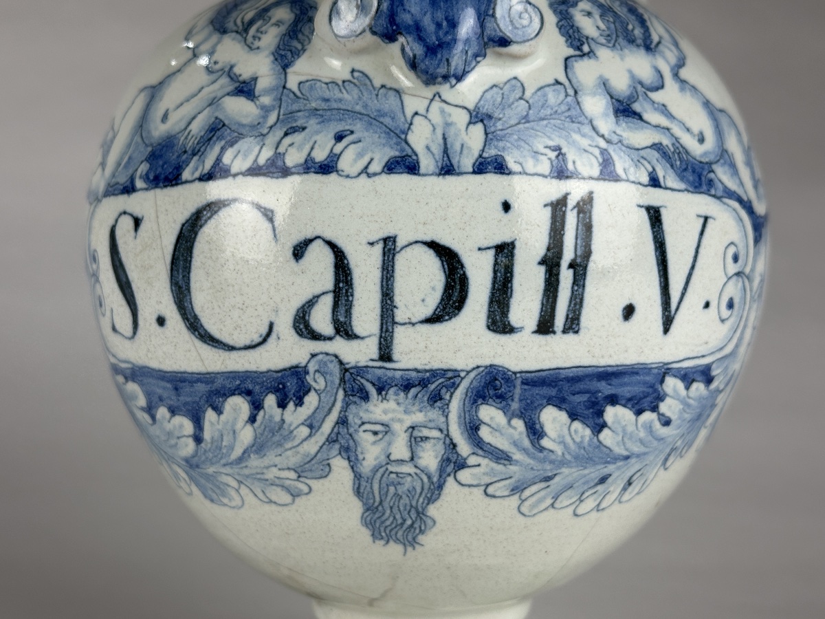 Religious Community Pitcher Featuring A Jesuit Goat And The Ihs Symbol, Italian Earthenware, 17th Century, Venus Pharmacy -photo-1