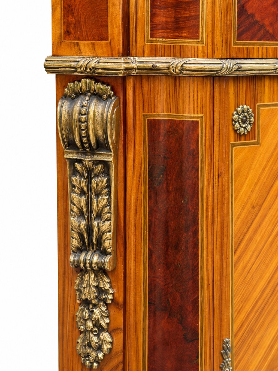 Louis XVI-style Console Table With Gilded Bronze And Marble Inlay-photo-2