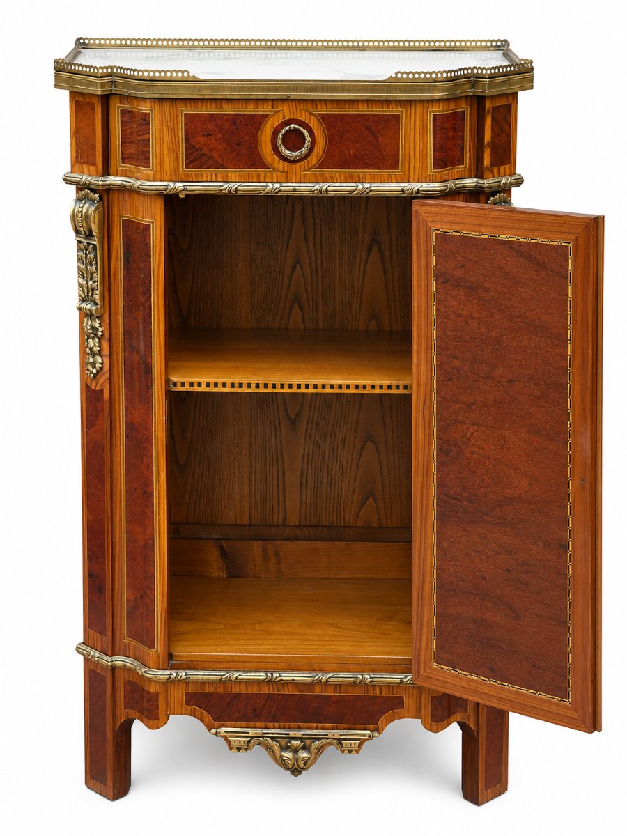 Louis XVI-style Console Table With Gilded Bronze And Marble Inlay-photo-3