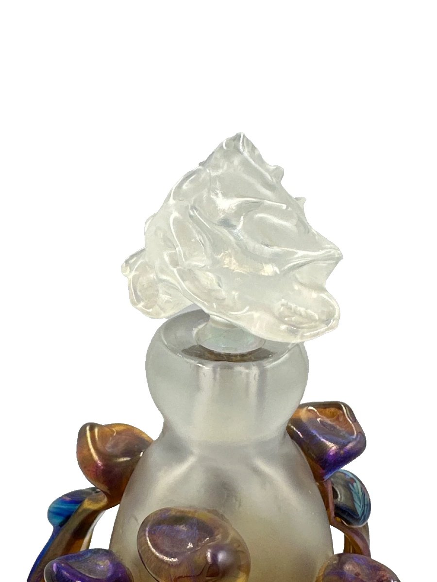 Raymond Branlé  Antique Vase, Vintage-style Bottle, Biot Master Glassmaker, Orange-photo-1
