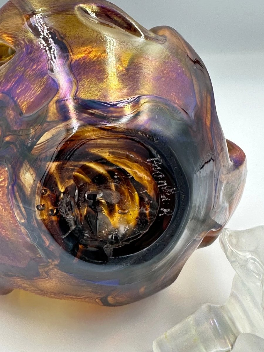 Raymond Branlé  Antique Vase, Vintage-style Bottle, Biot Master Glassmaker, Orange-photo-4