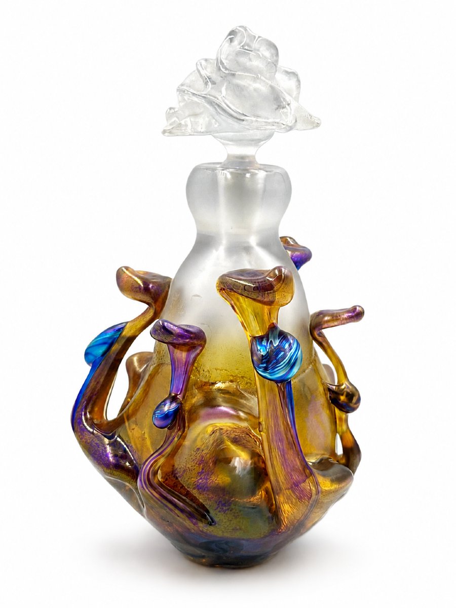 Raymond Branlé  Antique Vase, Vintage-style Bottle, Biot Master Glassmaker, Orange