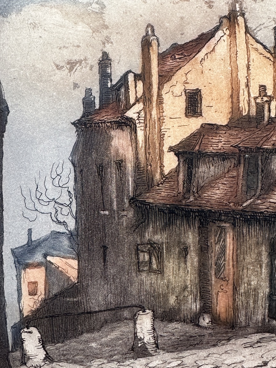 Gen Paul Paris Montmartre paysage la Maison Mimi pinson Alfred de Musset gravure aquatinte-photo-2
