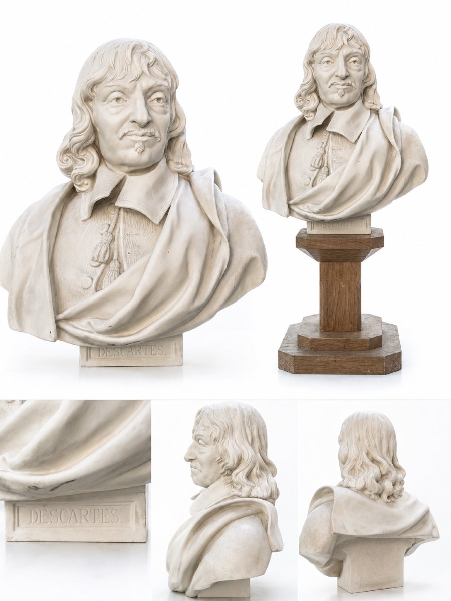 Buste en porcelaine de Sèvres portrait buste Philippe Descartes philosophe Marbre