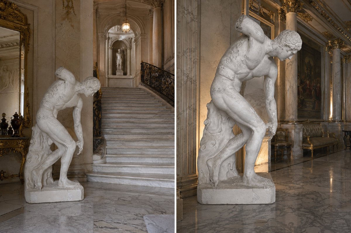 Large  Studio Plaster Cast  Greek "discobolus"  Antique Decorative Sculpture, 155 Cm, 19th-century Olympic Games -photo-3