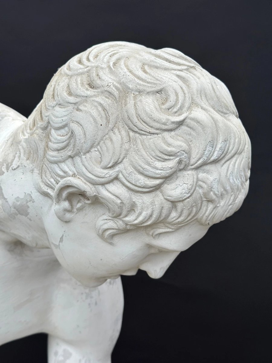 Large  Studio Plaster Cast  Greek "discobolus"  Antique Decorative Sculpture, 155 Cm, 19th-century Olympic Games -photo-3