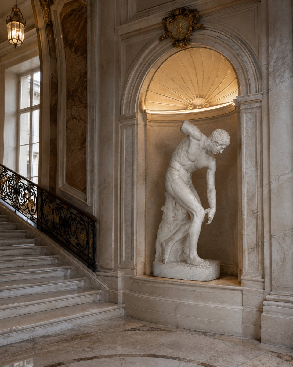 Large  Studio Plaster Cast  Greek "discobolus"  Antique Decorative Sculpture, 155 Cm, 19th-century Olympic Games -photo-5