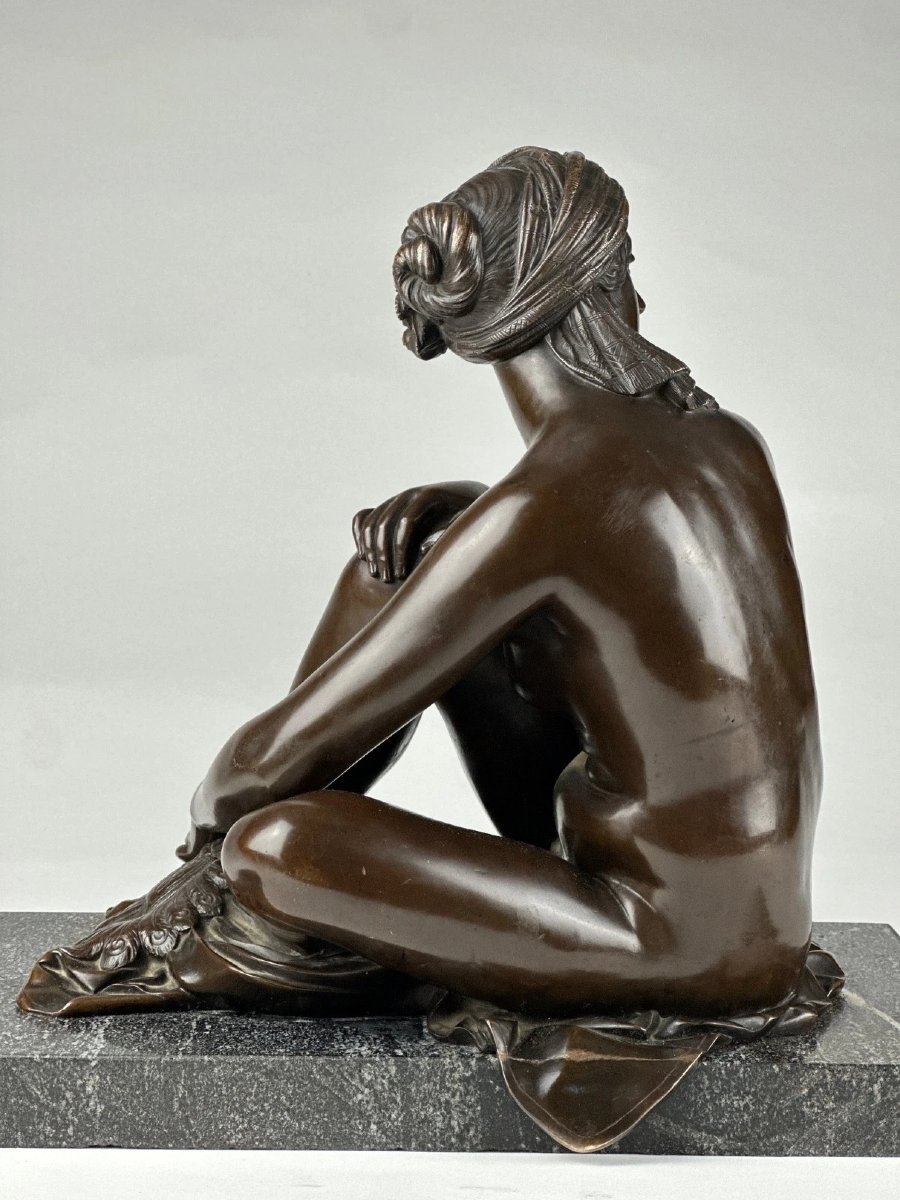 James Pradier, Bronze Portrait Of A Woman, *nude Odalisque With A Turban*, Marble, 19th Century -photo-4