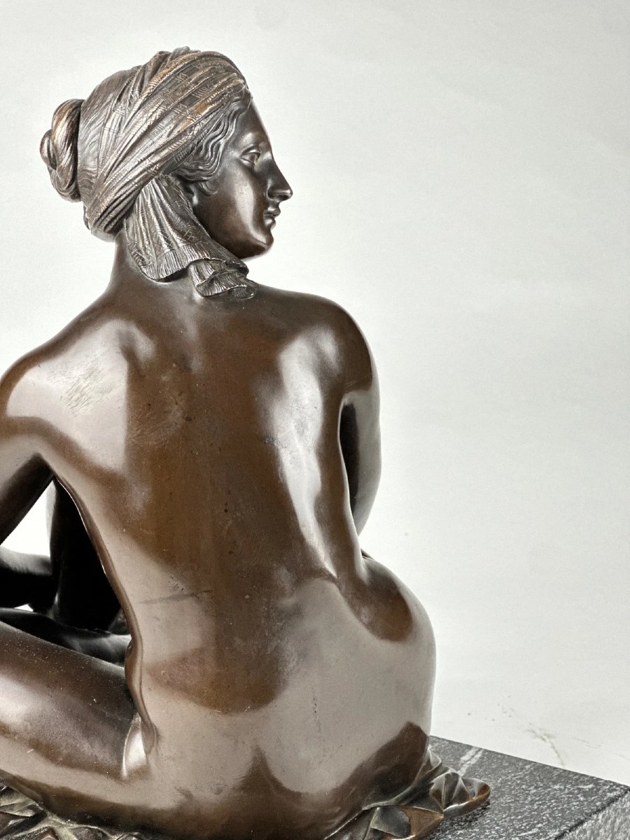 James Pradier, Bronze Portrait Of A Woman, *nude Odalisque With A Turban*, Marble, 19th Century -photo-6