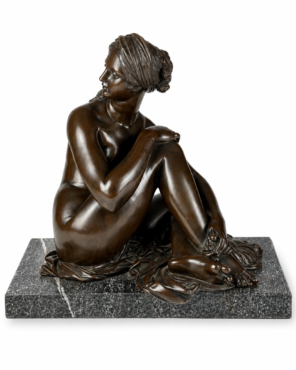 James Pradier, Bronze Portrait Of A Woman, *nude Odalisque With A Turban*, Marble, 19th Century -photo-8